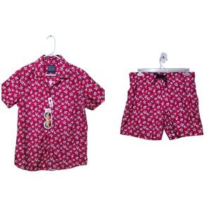 Broken Threads Addicted To Summer Surf Mens 2 Piece Red Swimwear Set Size Medium
